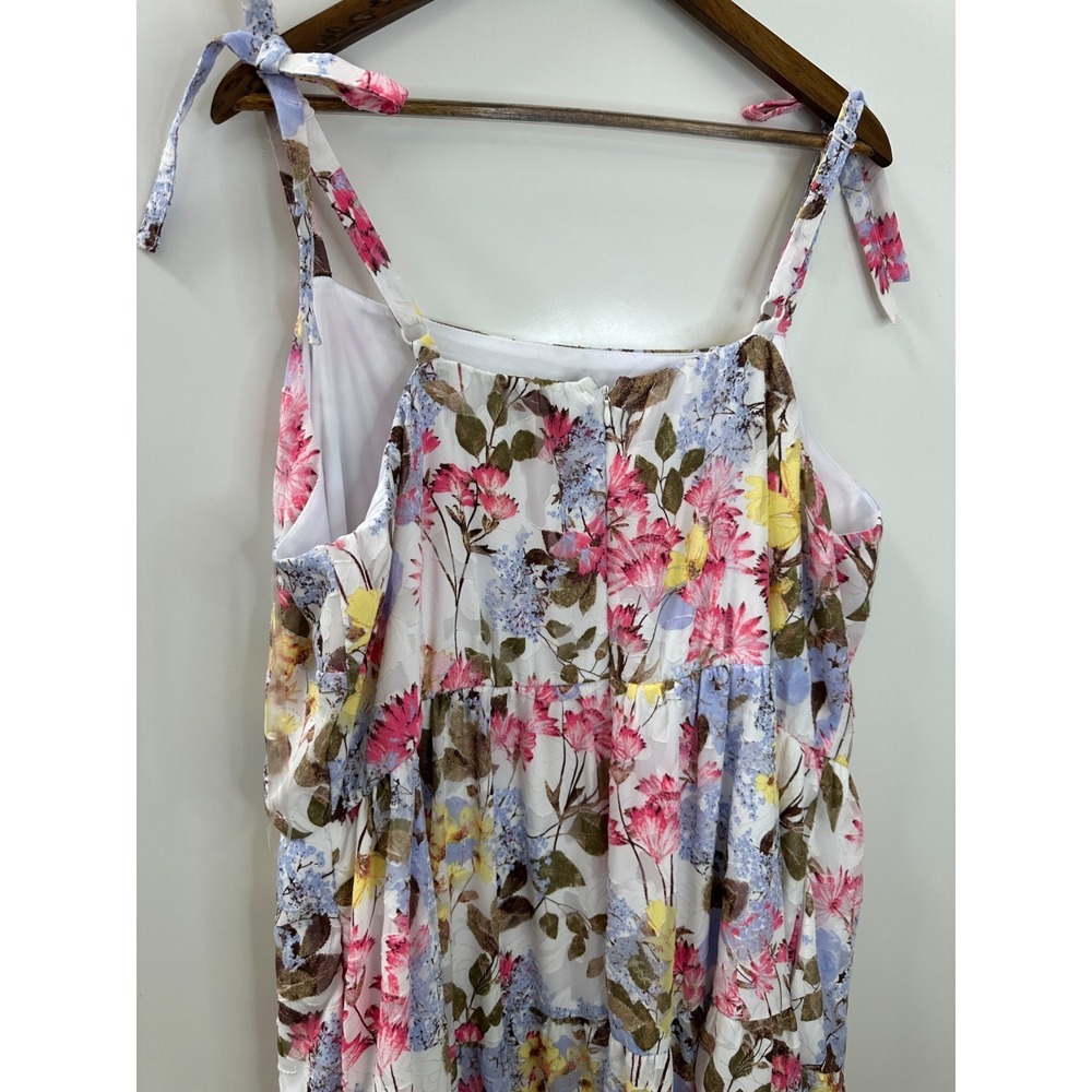 Lane Bryant Floral Maxi Dress Tiered Tie Strap Pockets Lined Plus Size 24 Summer - Picture 13 of 15